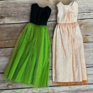 NWOT 2 Handmade Barbie Dresses - Velcro back full length dresses